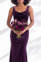 Load image into Gallery viewer, Dusty Sage Mermaid Velvet Cowl Neck Maxi Wedding Guest Dress