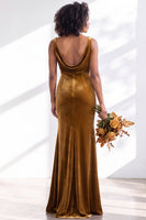 Load image into Gallery viewer, Dusty Sage Mermaid Velvet Cowl Neck Maxi Wedding Guest Dress