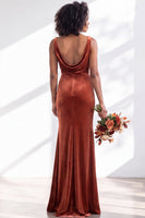 Load image into Gallery viewer, Dusty Sage Mermaid Velvet Cowl Neck Maxi Wedding Guest Dress