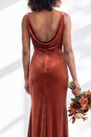 Load image into Gallery viewer, Dusty Sage Mermaid Velvet Cowl Neck Maxi Wedding Guest Dress