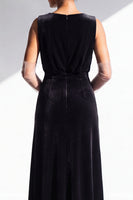 Load image into Gallery viewer, Dark Green Sheath Velvet V-Neck Ruched Long Wedding Guest Dress