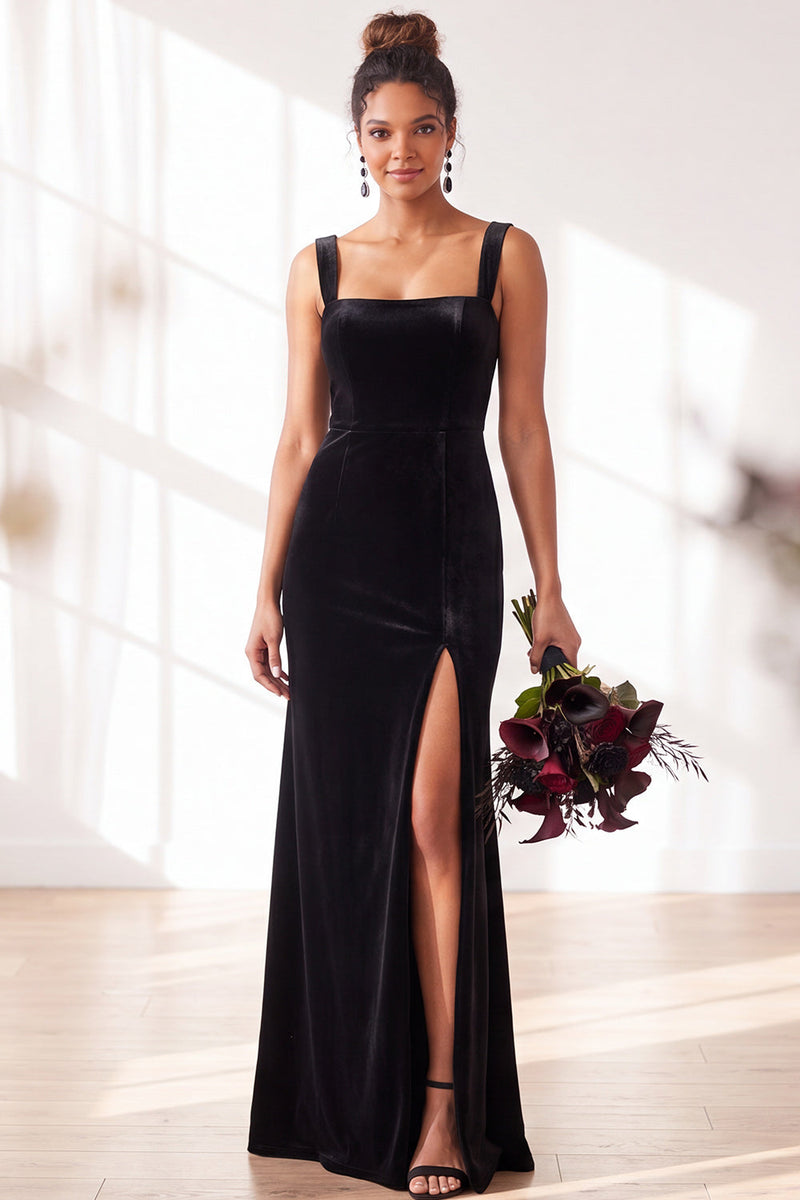 Load image into Gallery viewer, Golden Brown Sheath Velvet Maxi Wedding Guest Dress with Slit