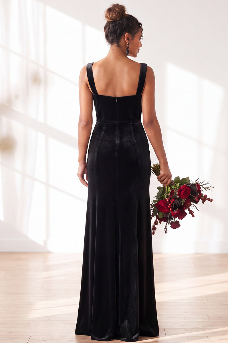 Load image into Gallery viewer, Golden Brown Sheath Velvet Maxi Wedding Guest Dress with Slit