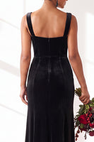 Load image into Gallery viewer, Golden Brown Sheath Velvet Maxi Wedding Guest Dress with Slit