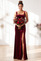 Load image into Gallery viewer, Golden Brown Sheath Velvet Maxi Wedding Guest Dress with Slit