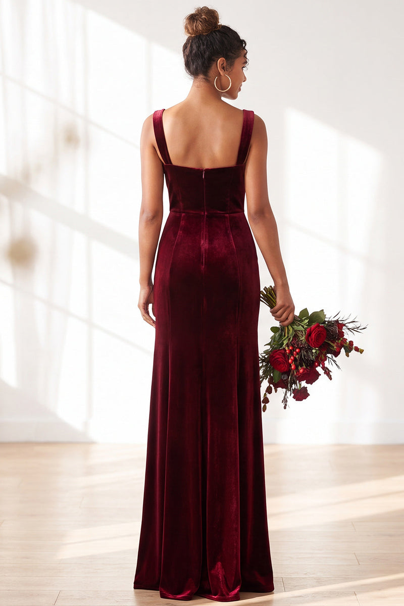 Load image into Gallery viewer, Golden Brown Sheath Velvet Maxi Wedding Guest Dress with Slit