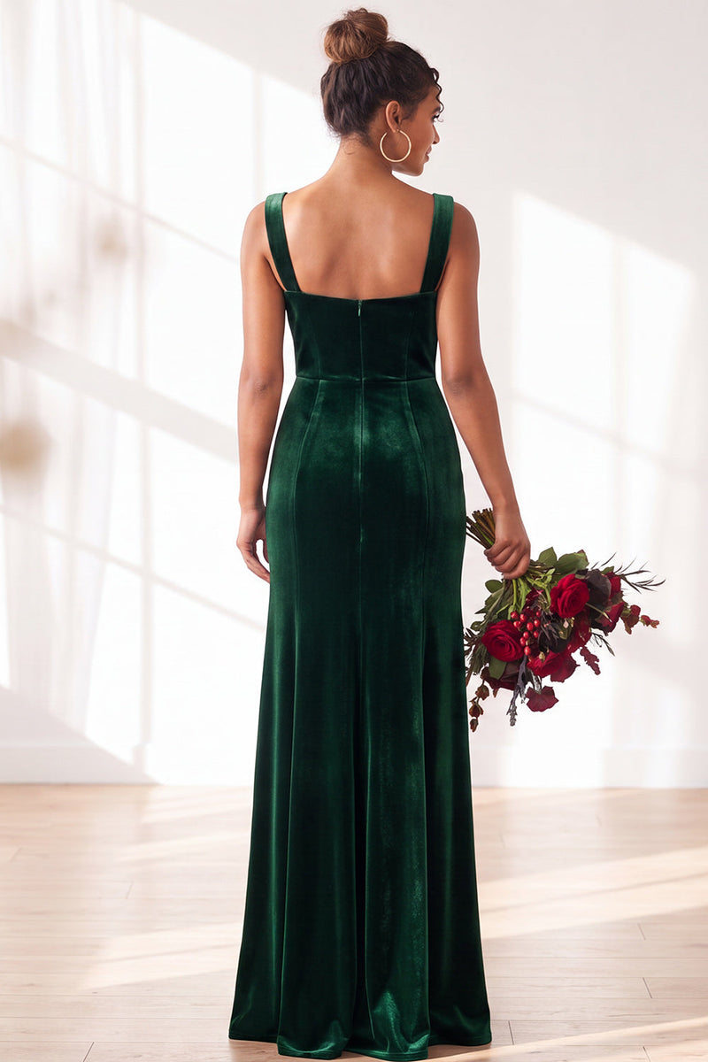 Load image into Gallery viewer, Golden Brown Sheath Velvet Maxi Wedding Guest Dress with Slit