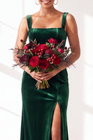 Load image into Gallery viewer, Golden Brown Sheath Velvet Maxi Wedding Guest Dress with Slit