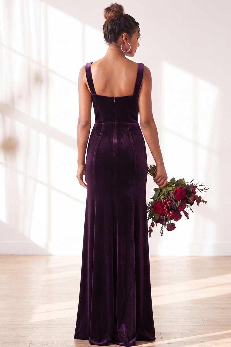 Load image into Gallery viewer, Golden Brown Sheath Velvet Maxi Wedding Guest Dress with Slit