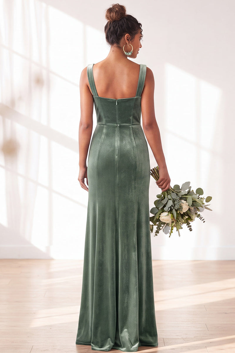 Load image into Gallery viewer, Golden Brown Sheath Velvet Maxi Wedding Guest Dress with Slit