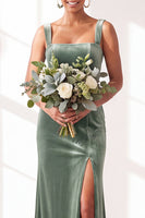 Load image into Gallery viewer, Golden Brown Sheath Velvet Maxi Wedding Guest Dress with Slit