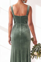 Load image into Gallery viewer, Golden Brown Sheath Velvet Maxi Wedding Guest Dress with Slit