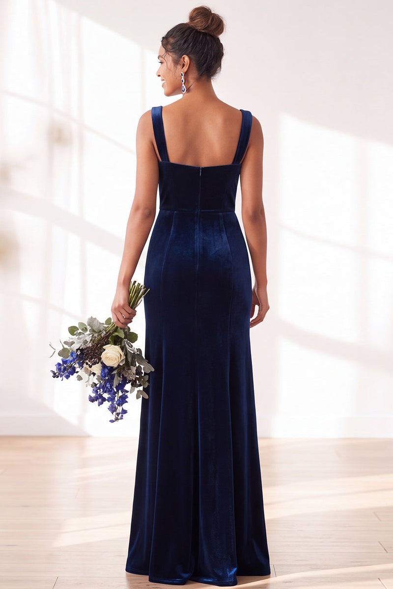 Load image into Gallery viewer, Golden Brown Sheath Velvet Maxi Wedding Guest Dress with Slit