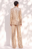 Load image into Gallery viewer, Sparkly Champagne Shawl Lapel Sequins 2 Piece Prom Suits