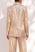 Load image into Gallery viewer, Sparkly Champagne Shawl Lapel Sequins 2 Piece Prom Suits