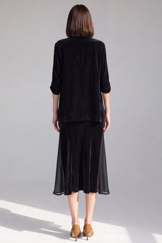 Black 2 Piece One Button Velvet Shawl Lapel Business Suits