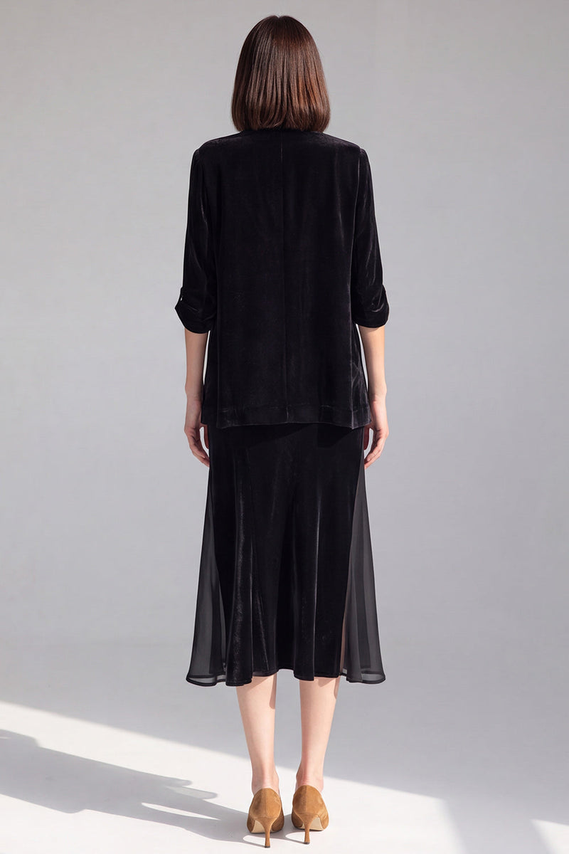 Load image into Gallery viewer, Black 2 Piece One Button Velvet Shawl Lapel Business Suits