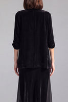 Load image into Gallery viewer, Black 2 Piece One Button Velvet Shawl Lapel Business Suits