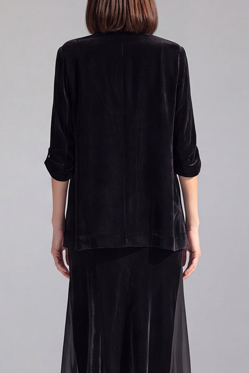 Load image into Gallery viewer, Black 2 Piece One Button Velvet Shawl Lapel Business Suits