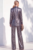 Load image into Gallery viewer, Sparkly Grey Leopard Print Peak Lapel 2 Piece Prom Suits