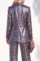Load image into Gallery viewer, Sparkly Grey Leopard Print Peak Lapel 2 Piece Prom Suits