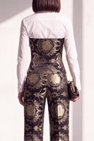 Load image into Gallery viewer, Black Silver Floral Lapel Wide Leg 2 Piece Prom Suits