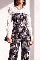 Load image into Gallery viewer, Black Silver Floral Lapel Wide Leg 2 Piece Prom Suits