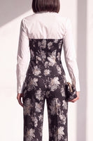 Load image into Gallery viewer, Black Silver Floral Lapel Wide Leg 2 Piece Prom Suits