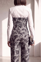 Load image into Gallery viewer, Black Silver Floral Lapel Wide Leg 2 Piece Prom Suits
