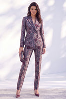 Load image into Gallery viewer, Grey Blue 2 Piece Floral Peak Lapel Slim Fit Prom Suits