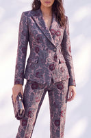 Load image into Gallery viewer, Grey Blue 2 Piece Floral Peak Lapel Slim Fit Prom Suits