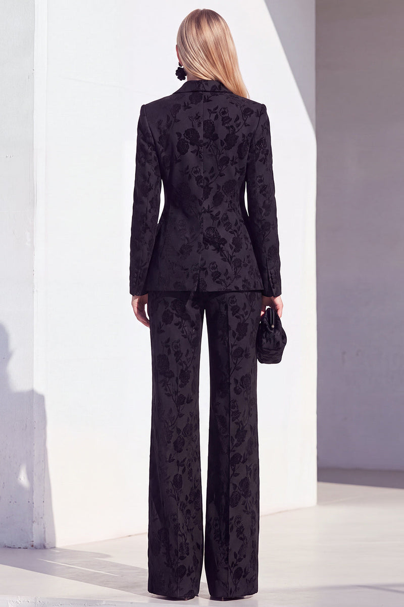 Load image into Gallery viewer, Floral Grey Notchd Lapel 2 Piece Long Sleeves Prom Suits
