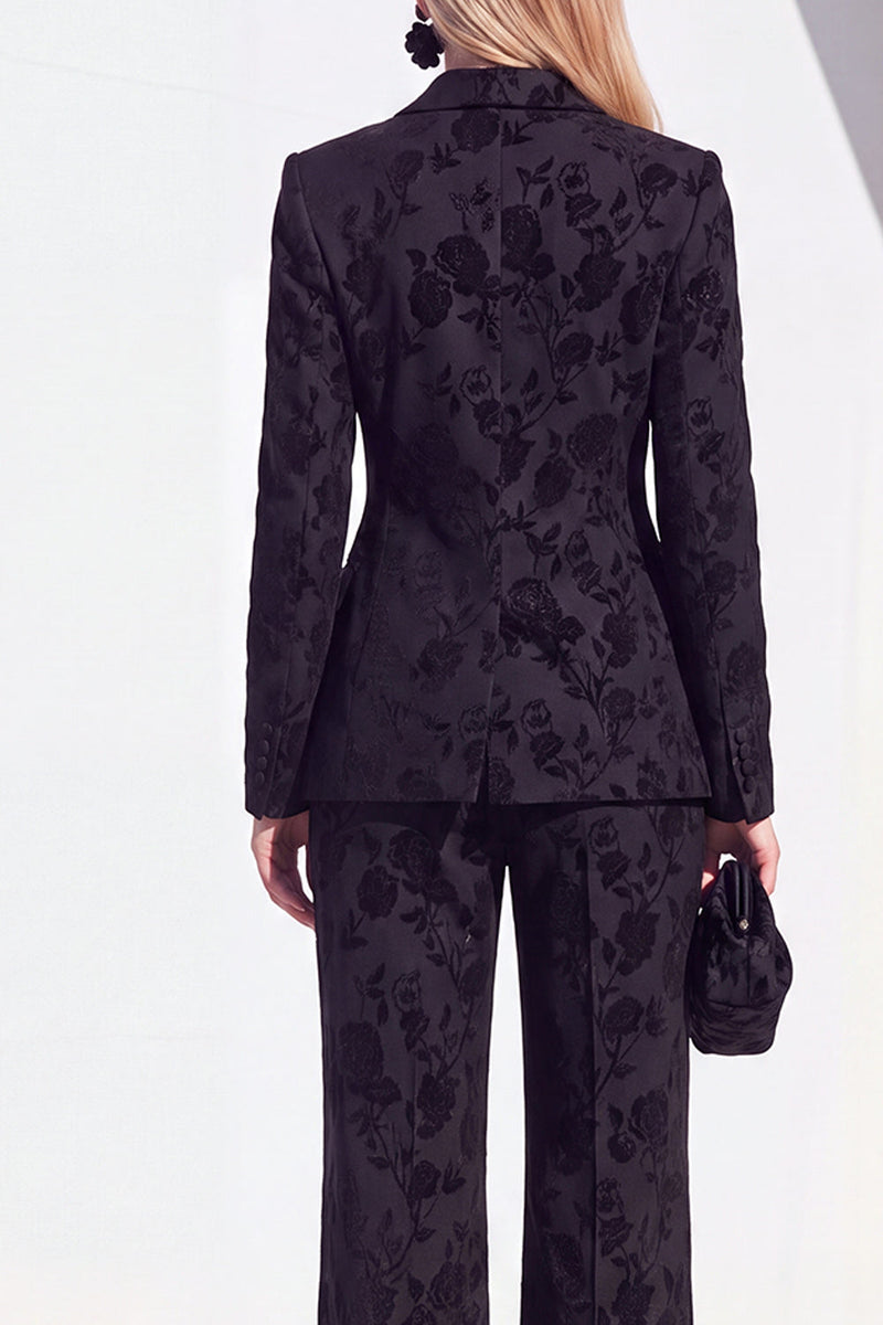 Load image into Gallery viewer, Floral Grey Notchd Lapel 2 Piece Long Sleeves Prom Suits