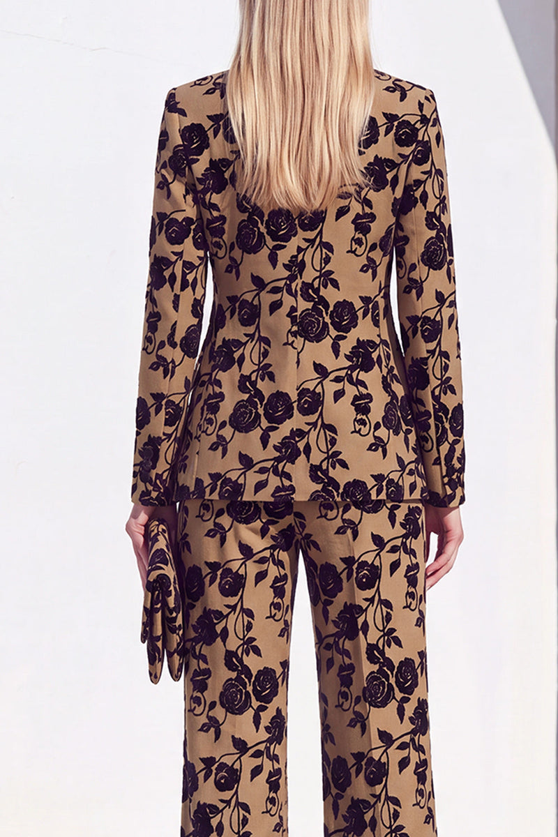 Load image into Gallery viewer, Floral Grey Notchd Lapel 2 Piece Long Sleeves Prom Suits