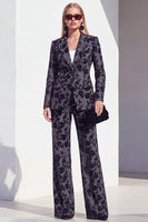 Load image into Gallery viewer, Floral Grey Notchd Lapel 2 Piece Long Sleeves Prom Suits