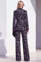 Load image into Gallery viewer, Floral Grey Notchd Lapel 2 Piece Long Sleeves Prom Suits
