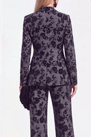 Load image into Gallery viewer, Floral Grey Notchd Lapel 2 Piece Long Sleeves Prom Suits