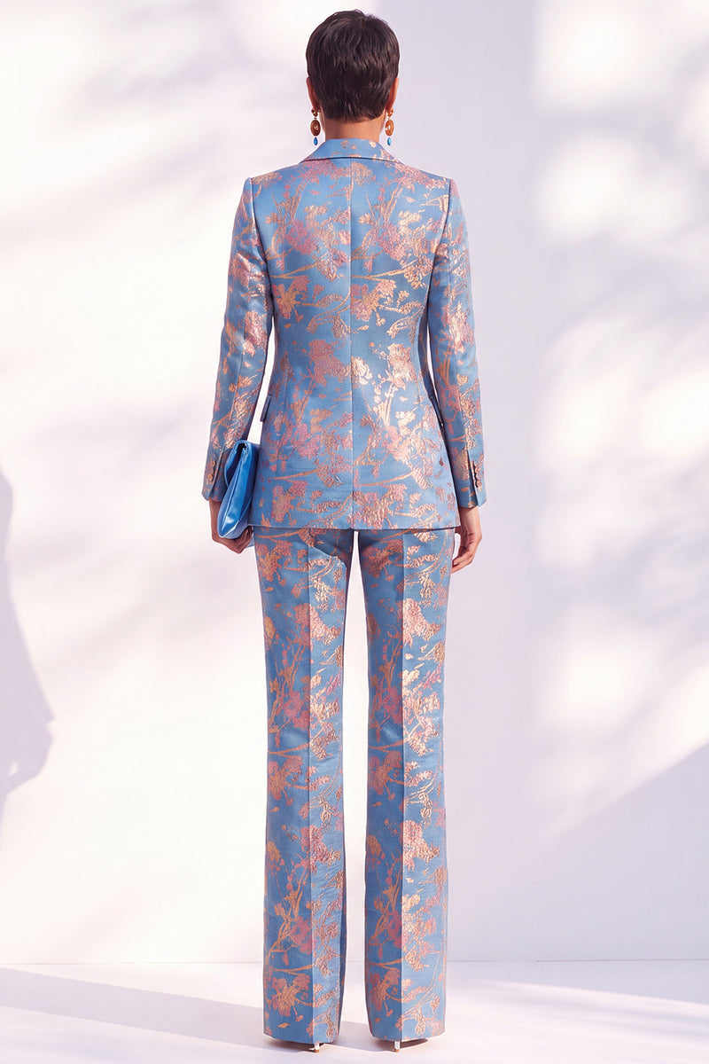 Load image into Gallery viewer, Floral Peak Lapel Green Slim Fit 2 Piece Prom Suits