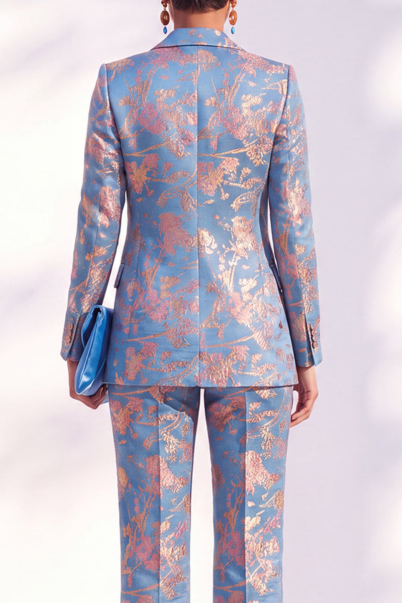 Load image into Gallery viewer, Floral Peak Lapel Green Slim Fit 2 Piece Prom Suits