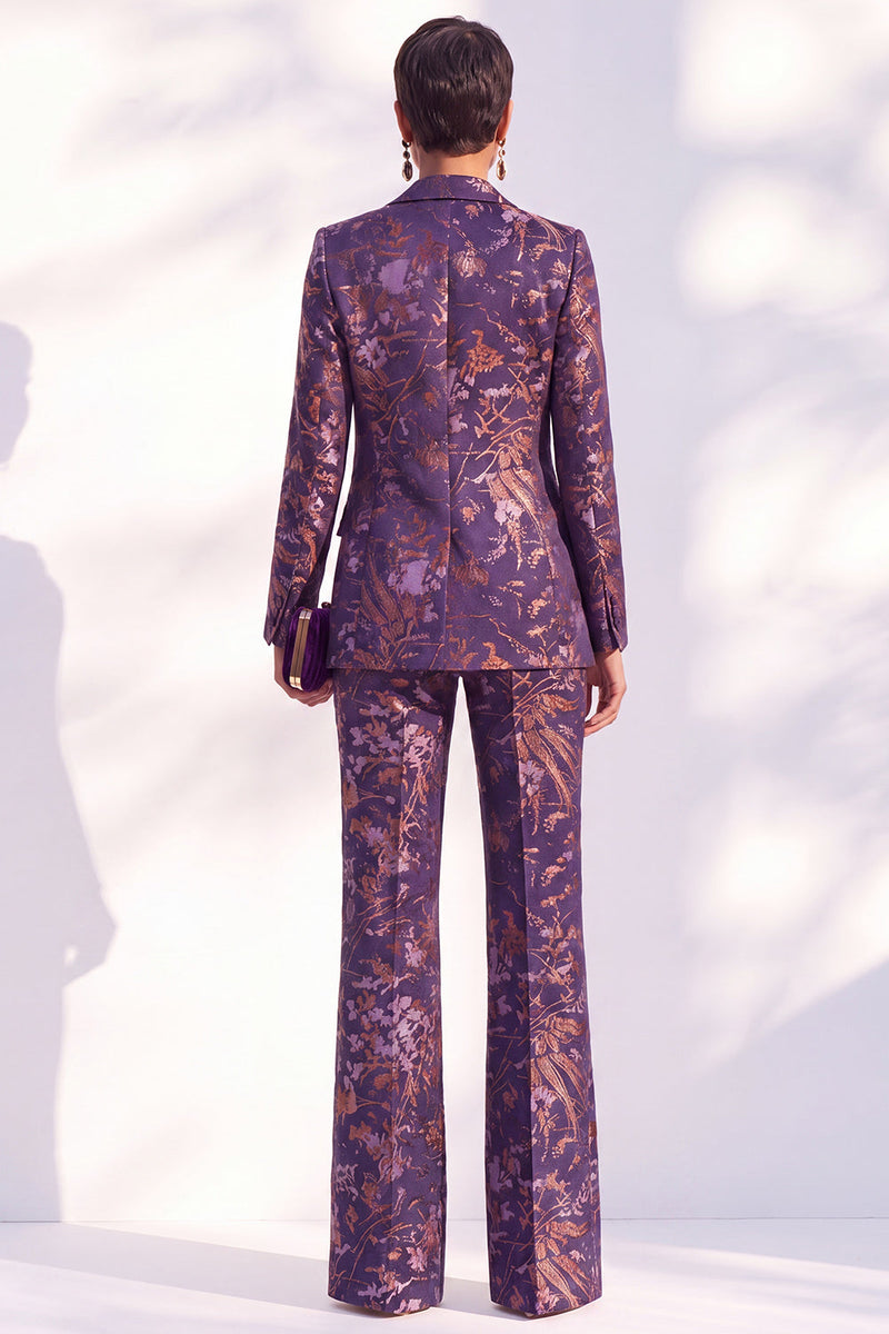 Load image into Gallery viewer, Floral Peak Lapel Green Slim Fit 2 Piece Prom Suits