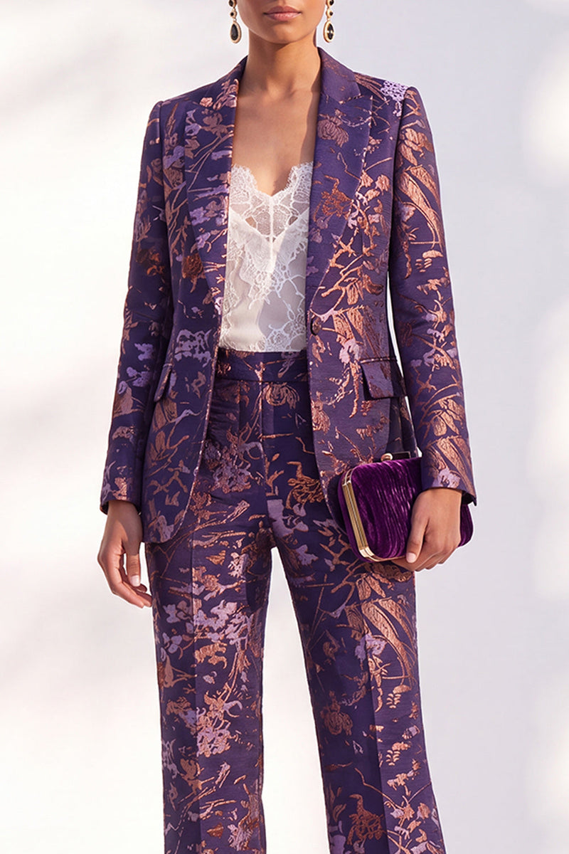 Load image into Gallery viewer, Floral Peak Lapel Green Slim Fit 2 Piece Prom Suits