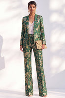 Load image into Gallery viewer, Floral Peak Lapel Green Slim Fit 2 Piece Prom Suits