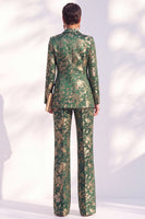 Load image into Gallery viewer, Floral Peak Lapel Green Slim Fit 2 Piece Prom Suits