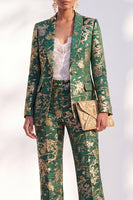 Load image into Gallery viewer, Floral Peak Lapel Green Slim Fit 2 Piece Prom Suits