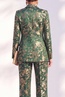 Load image into Gallery viewer, Floral Peak Lapel Green Slim Fit 2 Piece Prom Suits