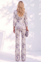 Load image into Gallery viewer, White Pink Flower 2 Piece Peak Lapel Prom Suits with Sleeves