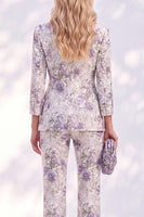 Load image into Gallery viewer, White Pink Flower 2 Piece Peak Lapel Prom Suits with Sleeves