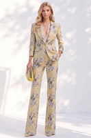 Load image into Gallery viewer, White Pink Flower 2 Piece Peak Lapel Prom Suits with Sleeves