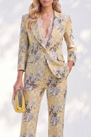 Load image into Gallery viewer, White Pink Flower 2 Piece Peak Lapel Prom Suits with Sleeves