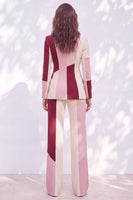 Load image into Gallery viewer, Pink Burgundy Color Block Peak Lapel 2 Piece Prom Suits